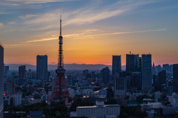 Tokyo tower night view with city landscape