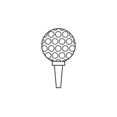 Vector flat outline golf ball isolated on white background