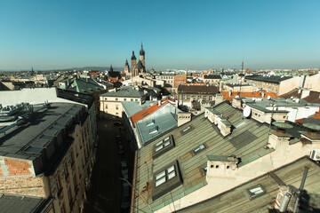 Obraz premium View from the roof of the Krakow old downtown, Poland.