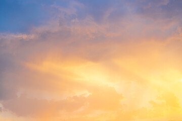 Naklejka na ściany i meble beautiful sunset, blue, yellow sky. the clouds