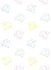 Vector seamless pattern of different colored hand drawn doodle sketch diamond isolated on white background