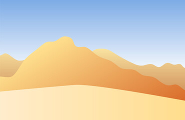 Plakat Vector colored flat landscape with sand and mountains