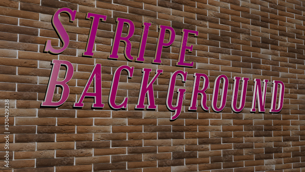 Poster 3d graphical image of stripe background vertically along with text built by metallic cubic letters f