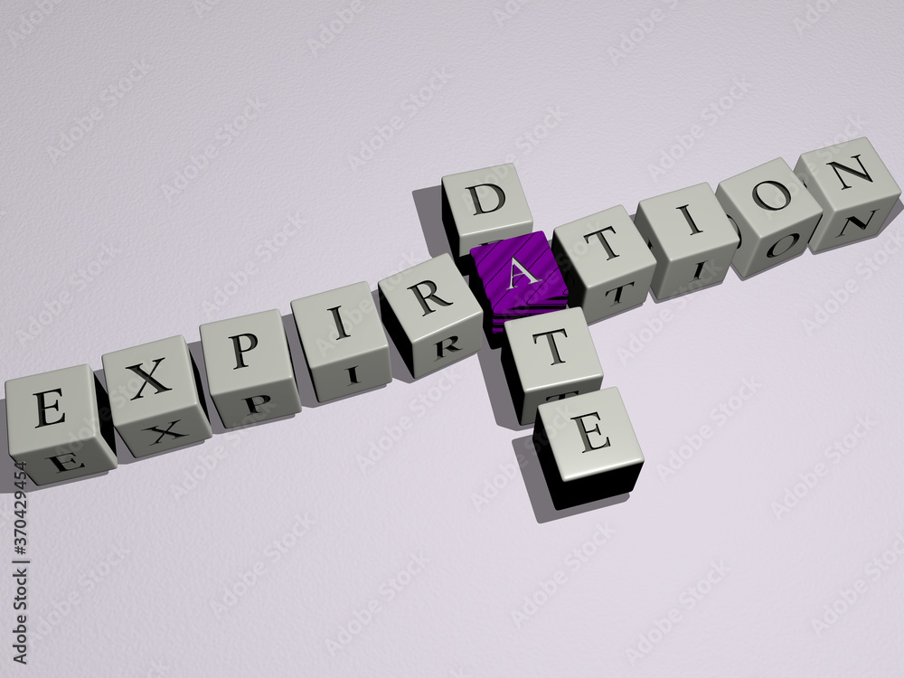 Poster combination of expiration date built by cubic letters from the top perspective, excellent for the co