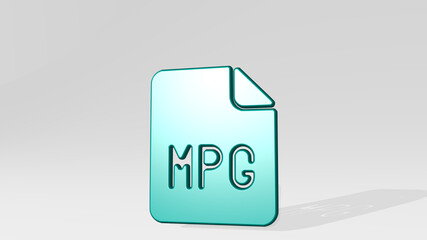 VIDEO FILE MPG from a perspective with the shadow. A thick sculpture made of metallic materials of 3D rendering. illustration and background