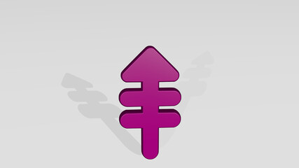 keyboard page up from a perspective with the shadow. A thick sculpture made of metallic materials of 3D rendering. computer and business