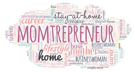 Fototapeta premium Momtrepreneur - businesswoman mom word cloud isolated on a white background.