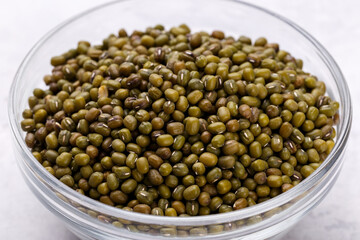 Close up the green mung beans