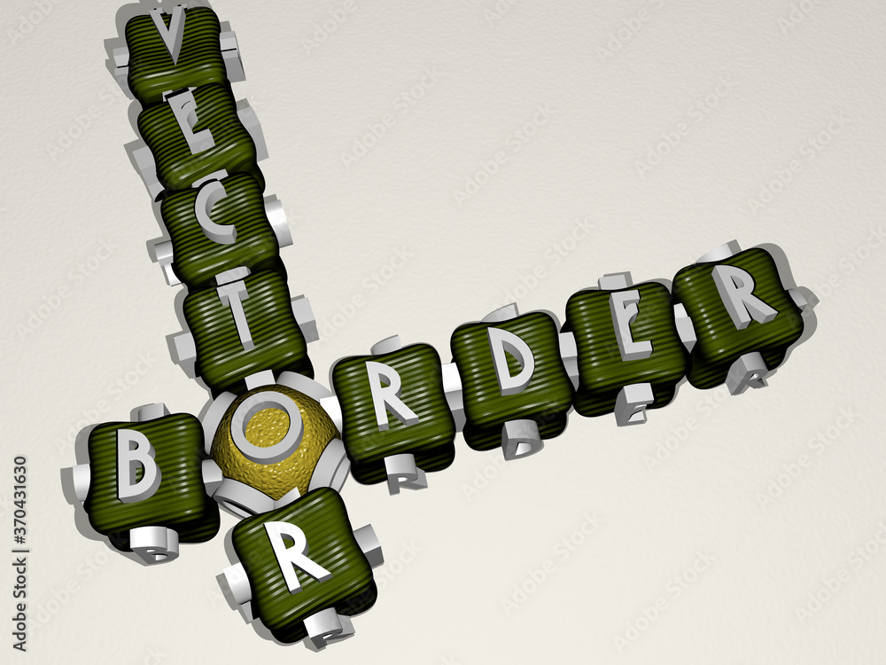 Poster border vector combined by dice letters and color crossing for the related meanings of the concept. b