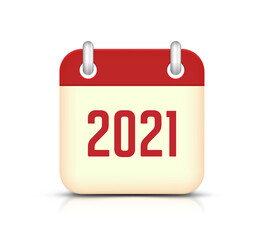 Happy New Year 2021. Tear-off calendar page square icon isolated on white background. Reminder symbol design for Chinese Year of the Ox