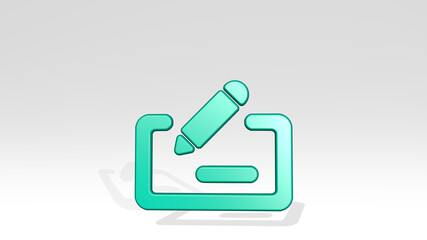 cash payment sign made by 3D illustration of a shiny metallic sculpture with the shadow on light background. business and money