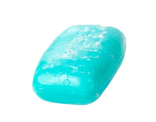 Blue one piece of soap isolated on the white