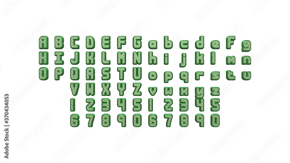 Poster full set of english letters in 3d illustrations separated to two sides for matching perspectives, li