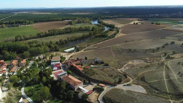 Simancas, historical village of Valladolid,Spain. Aerial Drone Footage