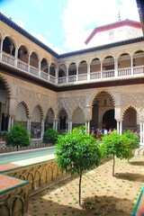 The Royal Alcazar of Seville at the Courtyard of the Maidens, Sevilla, Andalusia, Spain