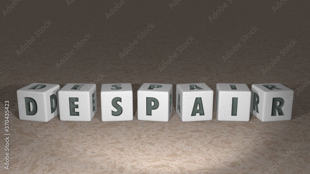Poster despair built by dice letters and color crossing for the related meanings of the concept by 3d rende