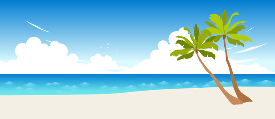Fototapeta na wymiar Beautiful tropical Beach with Palms Vector-Illustration