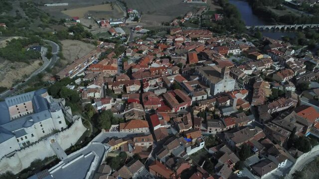 Simancas, historical village of Valladolid,Spain. Aerial Drone Footage