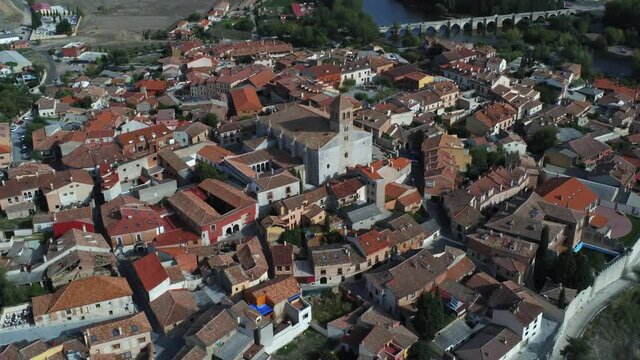 Simancas, historical village of Valladolid,Spain. Aerial Drone Footage