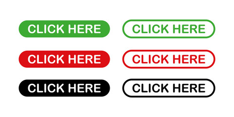 Click here web button. Vector isolated elements. click here sign. Push button. Stock vector.