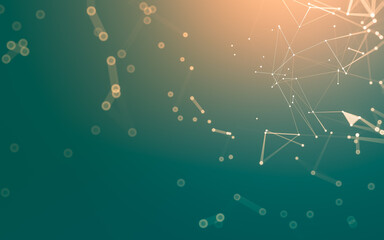 Abstract background. Molecules technology with polygonal shapes, connecting dots and lines. Connection structure. Big data visualization.