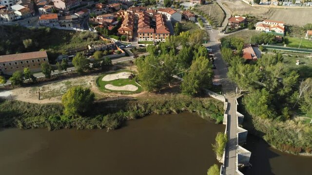 Simancas, historical village of Valladolid,Spain. Aerial Drone Footage