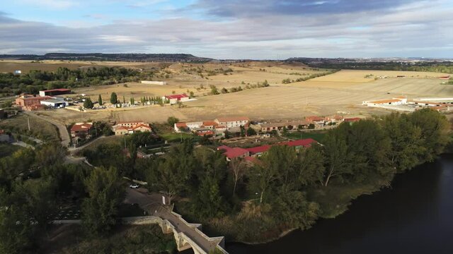 Simancas, historical village of Valladolid,Spain. Aerial Drone Footage