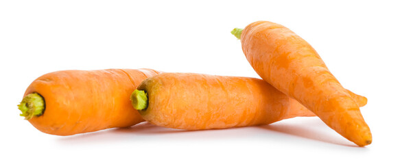 Fresh carrots on white background