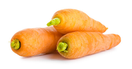 Fresh carrots on white background