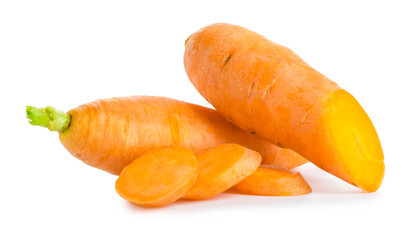 Fresh carrots on white background