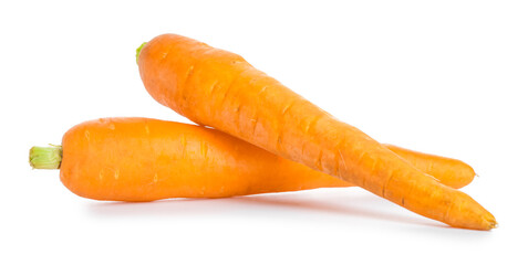 Fresh carrots on white background