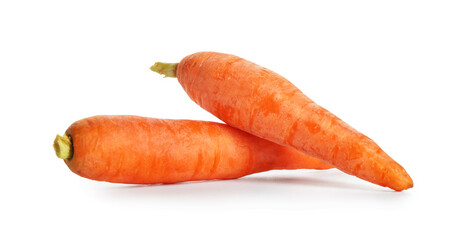 Fresh carrots on white background
