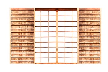 Shoji , Traditional Japanese door,window or room divider consisting isolated on white background