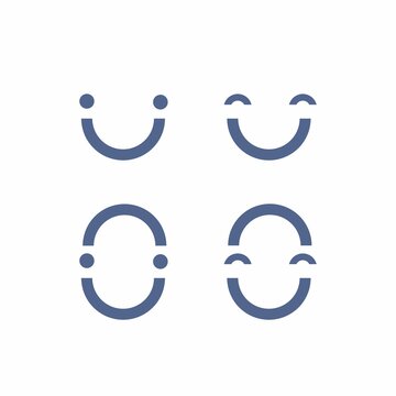 set of smile emoticon logo and vector icon