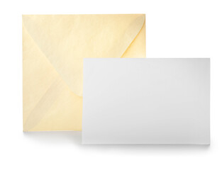 Blank card with envelope on white background