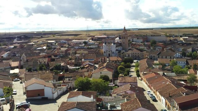 Rueda. Historical village of Valladolid,Spain. Aerial Drone Footage