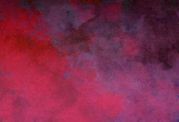 Red pink and purple watercolor background texture and distressed vintage grunge and burgundy paint stains in elegant backdrop illustration, old gradient mottled painted design