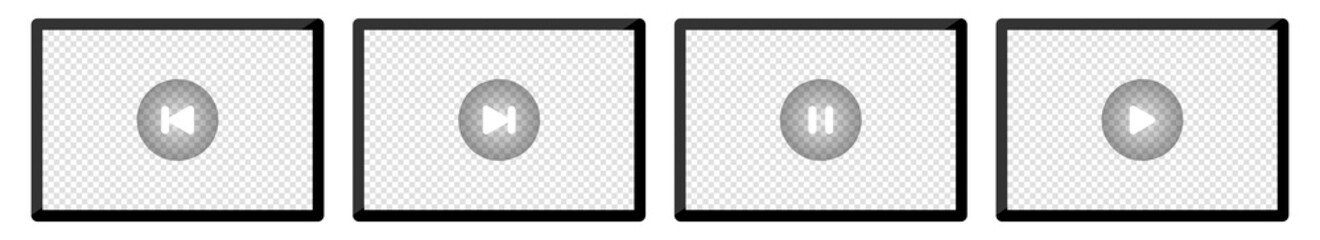 Set of Mockup of Realistic Tablet Smartphone Device with Play video sign on Transparent Wallpaper Screen Isolated. Easily Editable Vector. Vector illustration