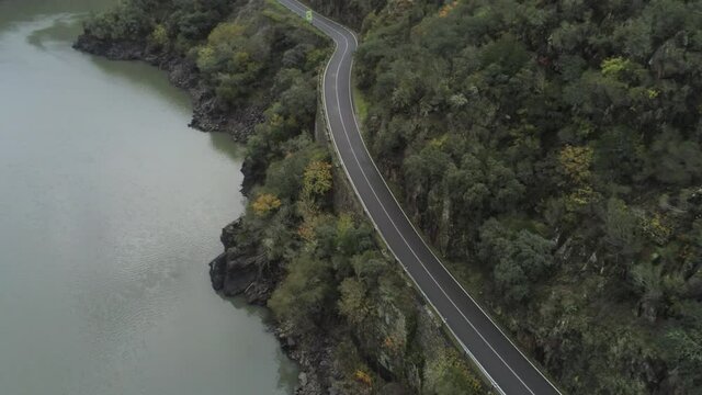 Sil River Canyon. Landscape in Ribeira Sacra. Galicia,Spain. Aerial Drone Footage