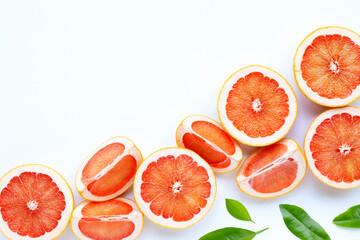 High vitamin C. Juicy grapefruit on white.