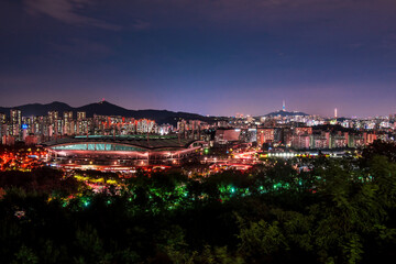 Fantastic night view of Seoul,town and street.