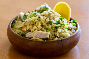 Greek Style Chicken with Cauliflower Rice, lemon and Parsely