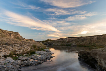 Fototapeta premium sunset over the river
