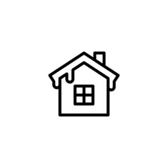 Snow house Icon  in black line style icon, style isolated on white background