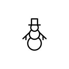 Snowman icon  in black line style icon, style isolated on white background