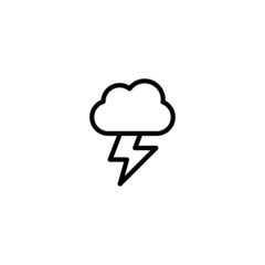 Thunder storm icon  in black line style icon, style isolated on white background