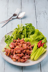 Fried fermented pork ribs tasty street food