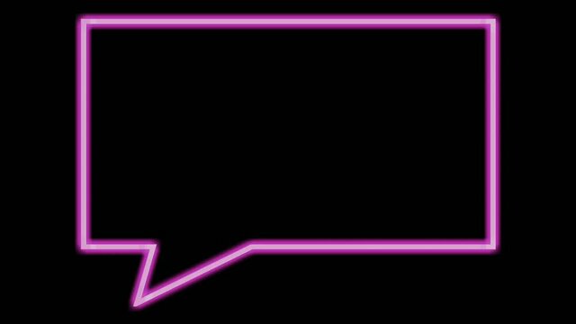 flicker animation neon sign purple pink speech bubbles border with copy space with black background