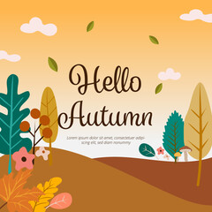 Fototapeta premium Autumn background with leaves. Vector illustration. Sale banner.