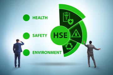 HSE concept for health safety environment with businessman